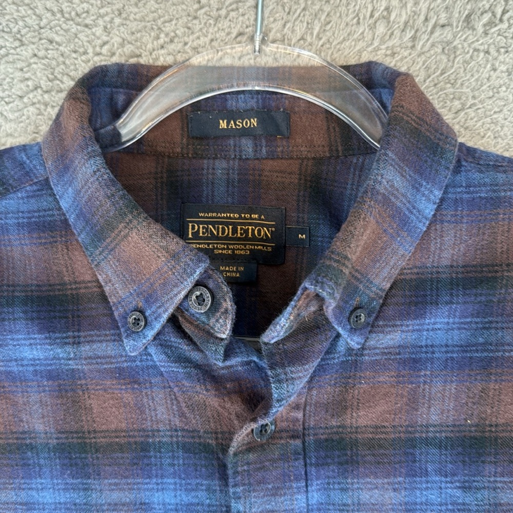 Pendleton Mason Men's Medium Button Down Blue & B… - image 6